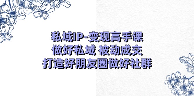 私域IP-变现高手课：做好私域 被动成交，打造好朋友圈做好社群-紫爵资源库