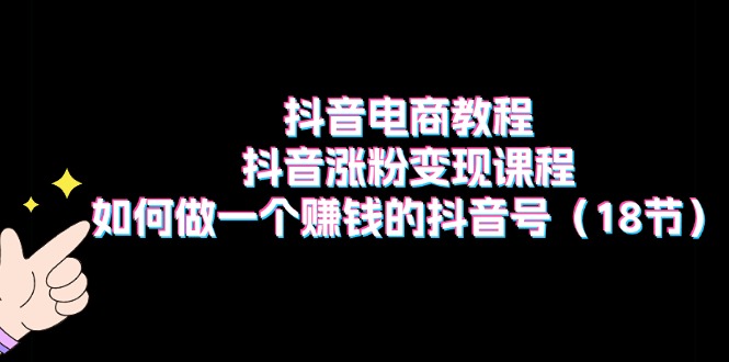 抖音电商教程：抖音涨粉变现课程：如何做一个赚钱的抖音号-紫爵资源库