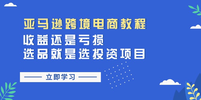 亚马逊跨境电商教程：收益还是亏损！选品就是选投资项目-紫爵资源库