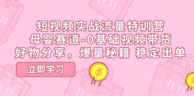 短视频实战流量特训营，母婴赛道-0基础带货，好物分享，爆量秘籍 稳定出单-紫爵资源库