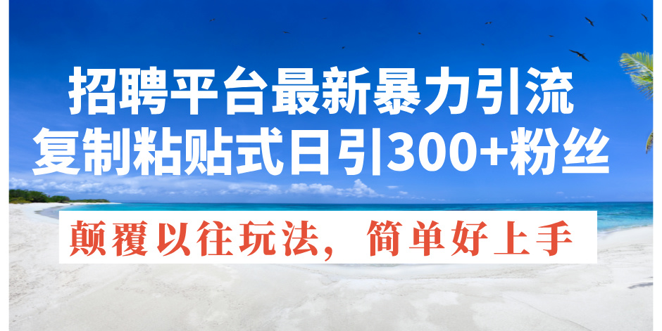 招聘平台最新暴力引流，复制粘贴式日引300+粉丝，颠覆以往垃圾玩法，简…-紫爵资源库