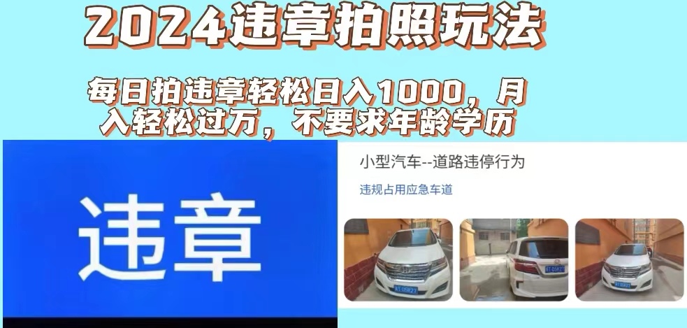 2024违章拍照新玩法，推广躺赚+拍照赚钱双模式，日入1000+-紫爵资源库