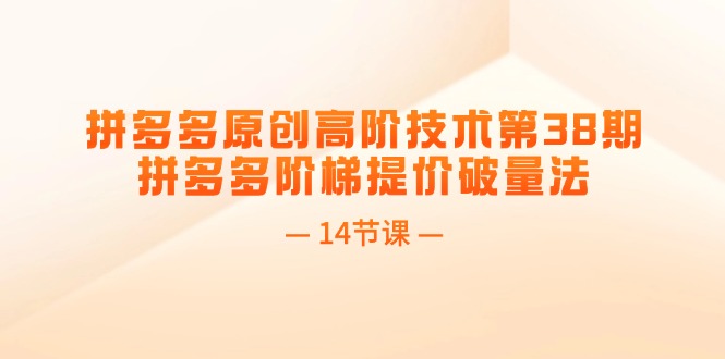 拼多多原创高阶技术第38期，拼多多阶梯提价破量法-紫爵资源库