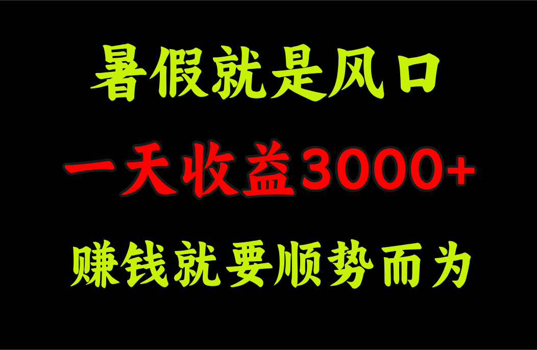 一天收益3000+ 赚钱就是顺势而为，暑假就是风口-紫爵资源库