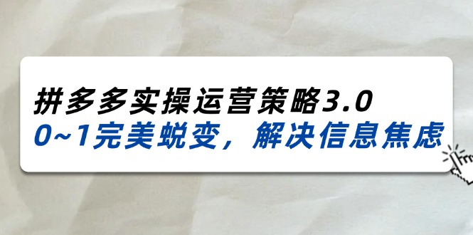 2024_2025拼多多实操运营策略3.0，0~1完美蜕变，解决信息焦虑-紫爵资源库