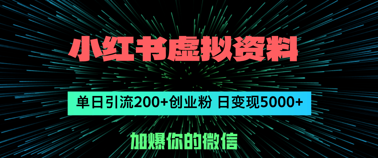 小红书虚拟资料日引流200+创业粉，单日变现5000+-紫爵资源库