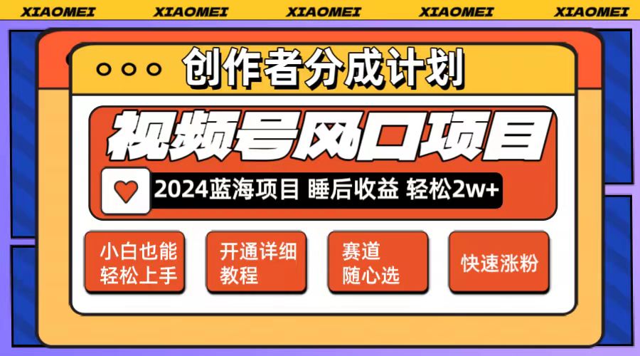 微信视频号大风口项目 轻松月入2w+ 多赛道选择，可矩阵，玩法简单轻松上手-紫爵资源库