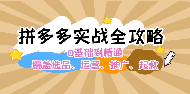 拼多多实战全攻略：0基础到精通，覆盖选品、运营、推广、起款-紫爵资源库