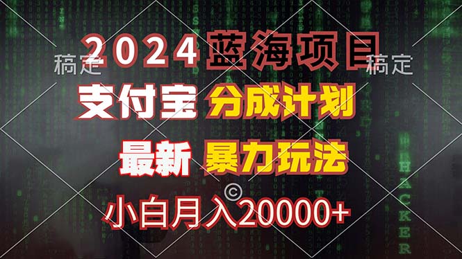 2024蓝海项目，支付宝分成计划，暴力玩法，刷爆播放量，小白月入20000+-紫爵资源库