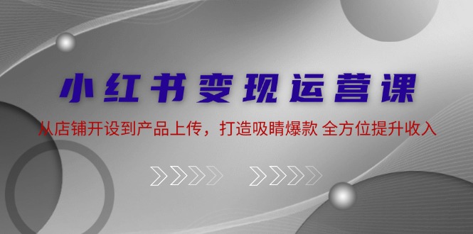 小红书变现运营课：从店铺开设到产品上传，打造吸睛爆款 全方位提升收入-紫爵资源库