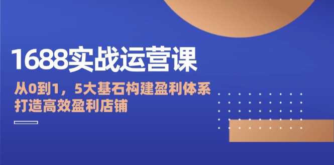 1688实战运营课：从0到1，5大基石构建盈利体系，打造高效盈利店铺-紫爵资源库