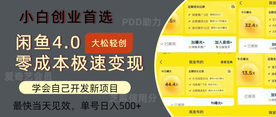 闲鱼0成本极速变现项目，多种变现方式 单号日入500+最新玩法-紫爵资源库