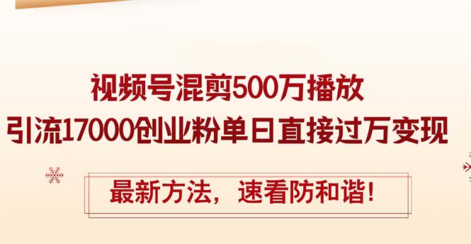 精华帖视频号混剪500万播放引流17000创业粉，单日直接过万变现，最新方…-紫爵资源库