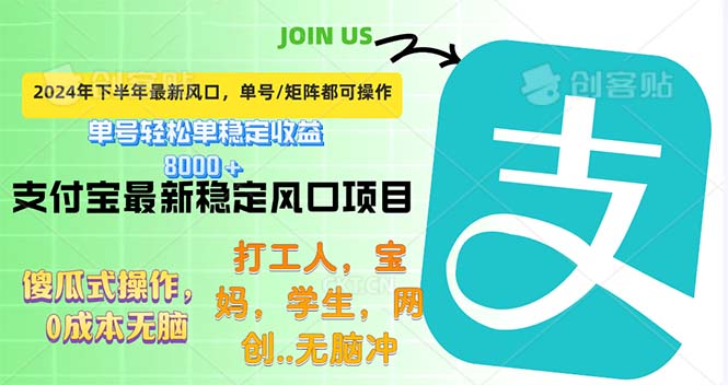 下半年最新风口项目，支付宝最稳定玩法，0成本无脑操作，最快当天提现…-紫爵资源库