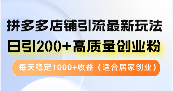 拼多多店铺引流最新玩法，日引200+高质量创业粉，每天稳定1000+收益（…-紫爵资源库