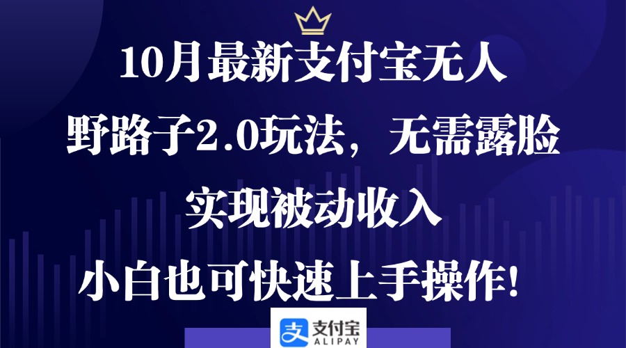 10月最新支付宝无人野路子2.0玩法，无需露脸，实现被动收入，小白也可…-紫爵资源库