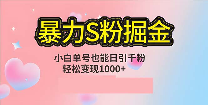 单人单机日引千粉，变现1000+，S粉流量掘金计划攻略-紫爵资源库