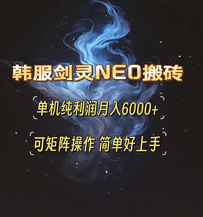 韩服剑灵NEO搬砖攻略，单机纯利润月入6000+ 可矩阵操作，简单好上手。-紫爵资源库