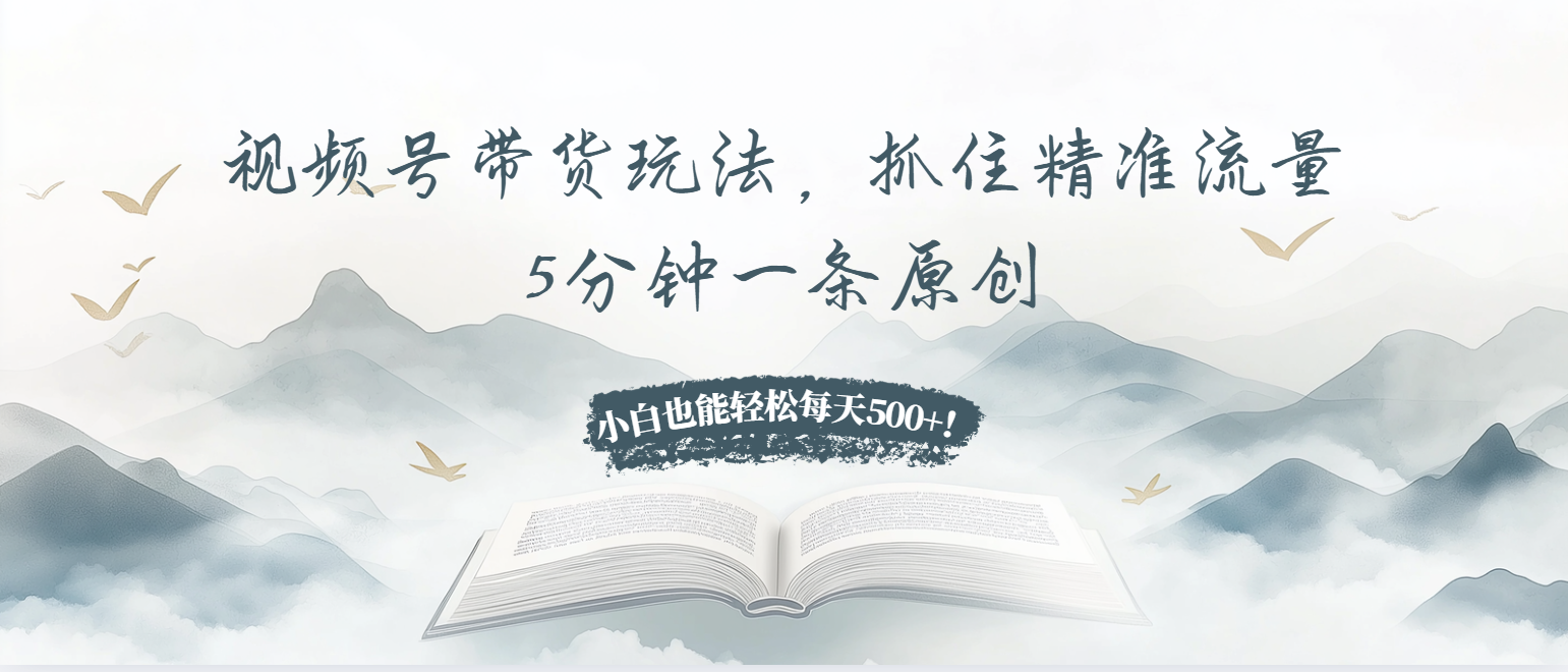 视频号带货玩法，抓住精准流量，5分钟一条原创，小白也能轻松每天500+！-紫爵资源库