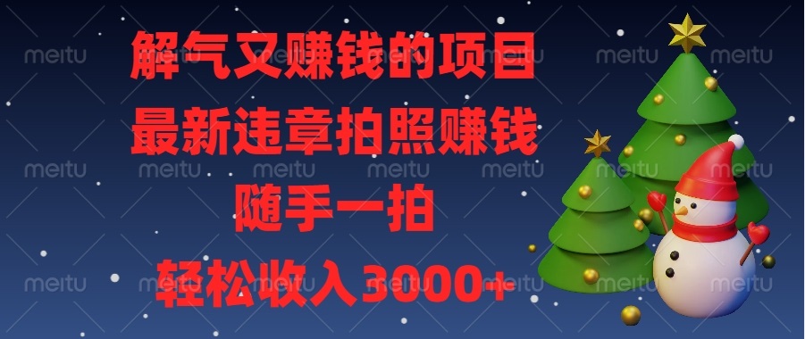 解气又赚钱的项目，最新违章拍照赚钱，随手一拍，轻松收入3000+-紫爵资源库