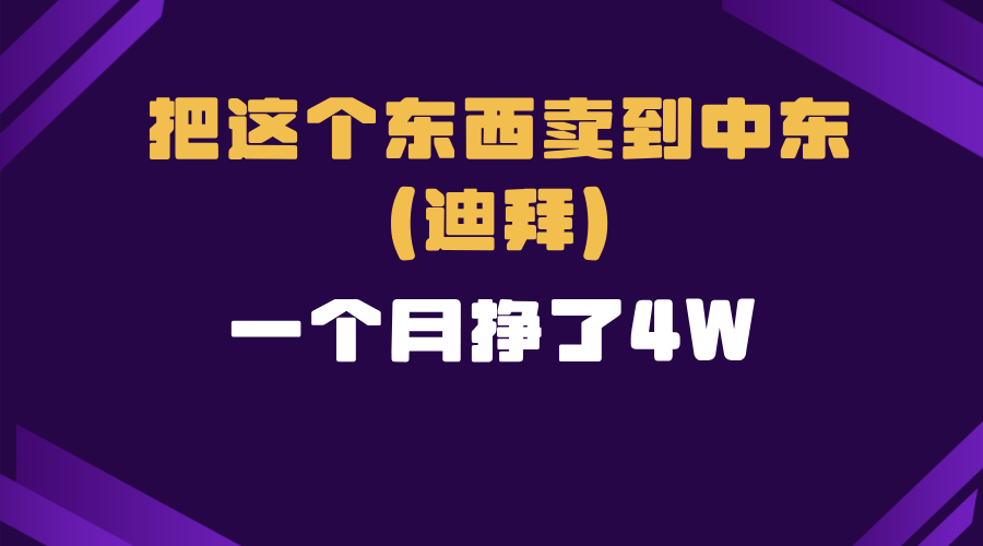 跨境电商一个人在家把货卖到迪拜，暴力项目拆解-紫爵资源库