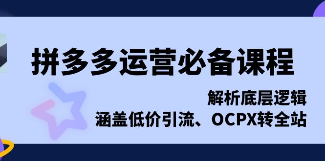 拼多多运营必备课程，解析底层逻辑，涵盖低价引流、OCPX转全站-紫爵资源库